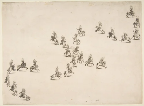 Twenty-four Cavaliers Form a Double S by Stefano della Bella, print, 1652