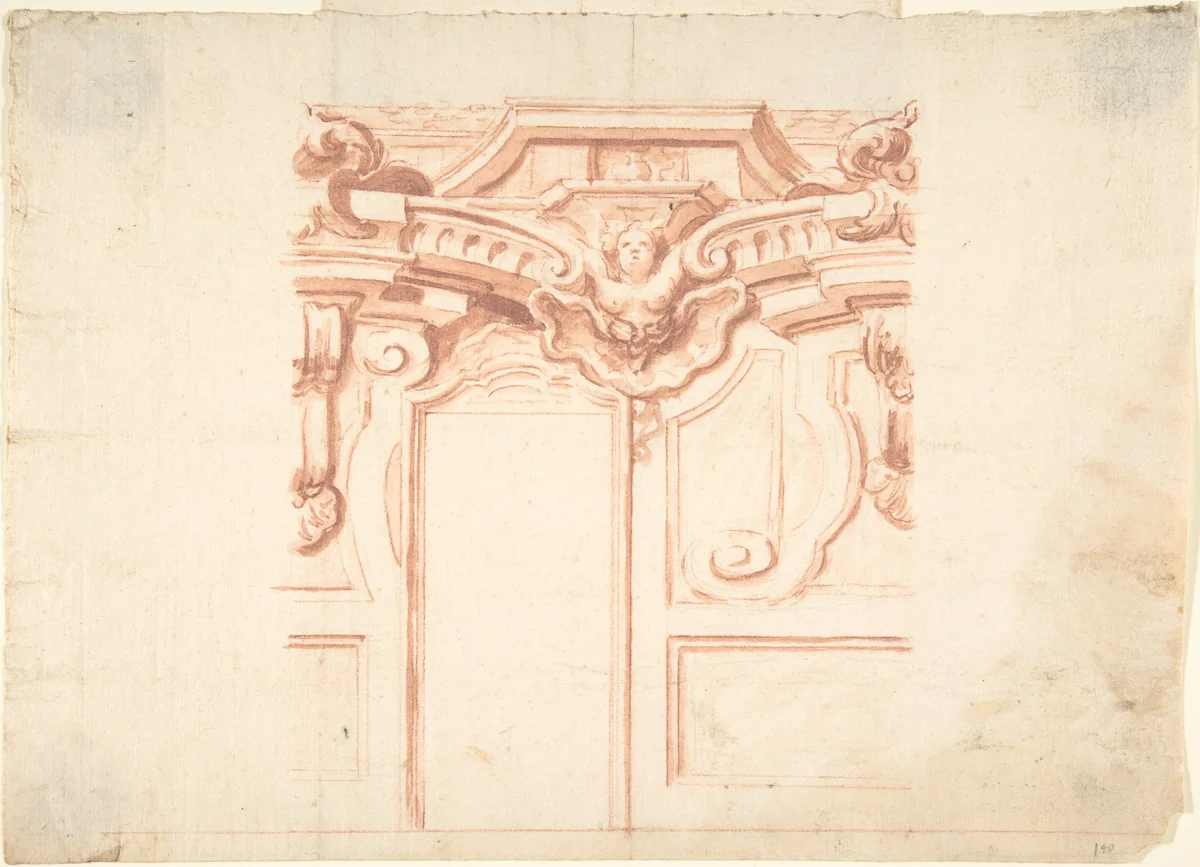 Design for the Decorative Scheme of a Wall by anonymous, drawing, 1700-1740