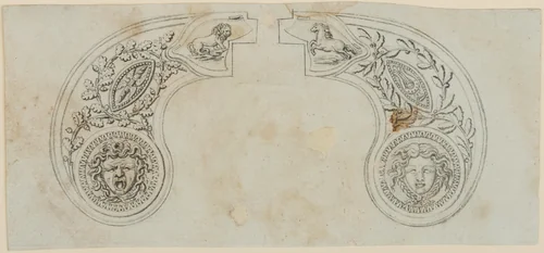 Pair of Designs for the Decoration of the Grips of Pocket Pistols by Nicolas Noël Boutet, drawing, 1772-1830