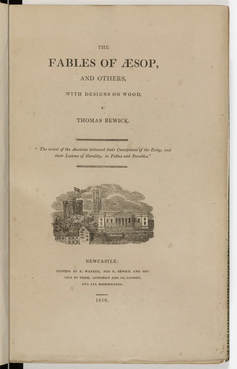 Title page from The Fables of Aesop by Thomas Bewick, illustrated book, 1818
