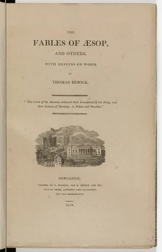 Title page from The Fables of Aesop by Thomas Bewick, illustrated book, 1818