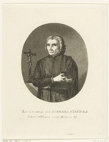 Portret van Joannes Stafford by Ernst Willem Jan Bagelaar, print, 1798-1837