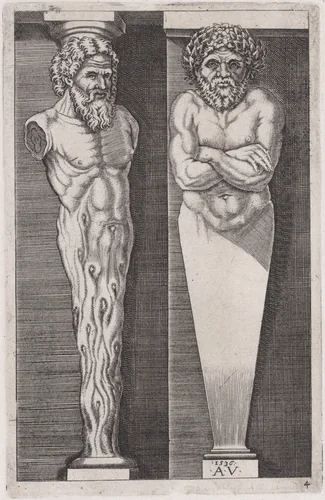 Two Men, from "The Hermae" by Agostino Veneziano, print, 1536