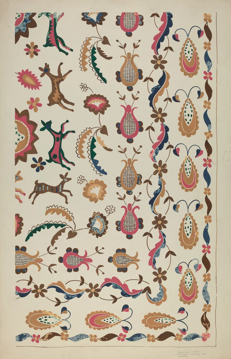 Colcha by Majel G. Claflin, index of american design, 1935-1942