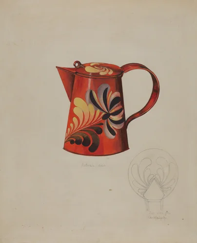 Toleware Syrup Pitcher by Grace Halpin, index of american design, 1937