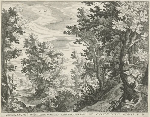 Boslandschap by Unknown, print, 1580-1620