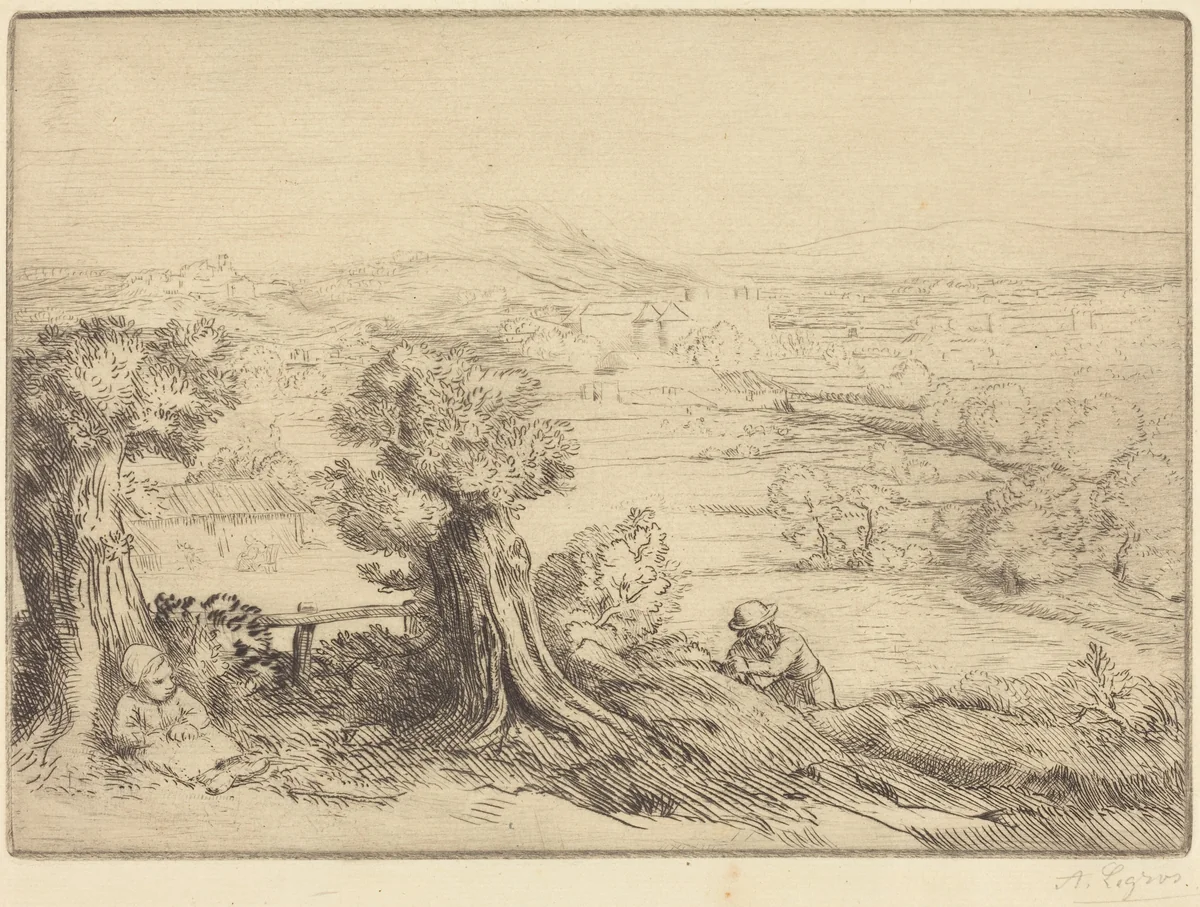 Remembrance of a Valley in Bourgogne (Souvenir d'une vallee en Bourgogne) by Alphonse Legros, print, 1837-1911