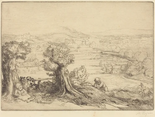 Remembrance of a Valley in Bourgogne (Souvenir d'une vallee en Bourgogne) by Alphonse Legros, print, 1837-1911
