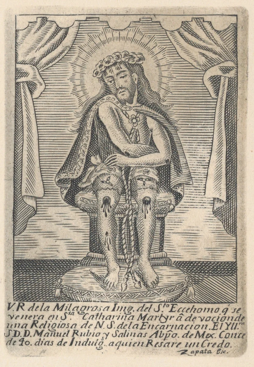 'Ecce Homo' Christ seated, crowned, his wounds showing by anonymous, print, 1750-1765