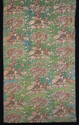Plum Trees and Pheasants (Furnishing Fabric) by Bannister Hall Print Works, textile, 1820-1850