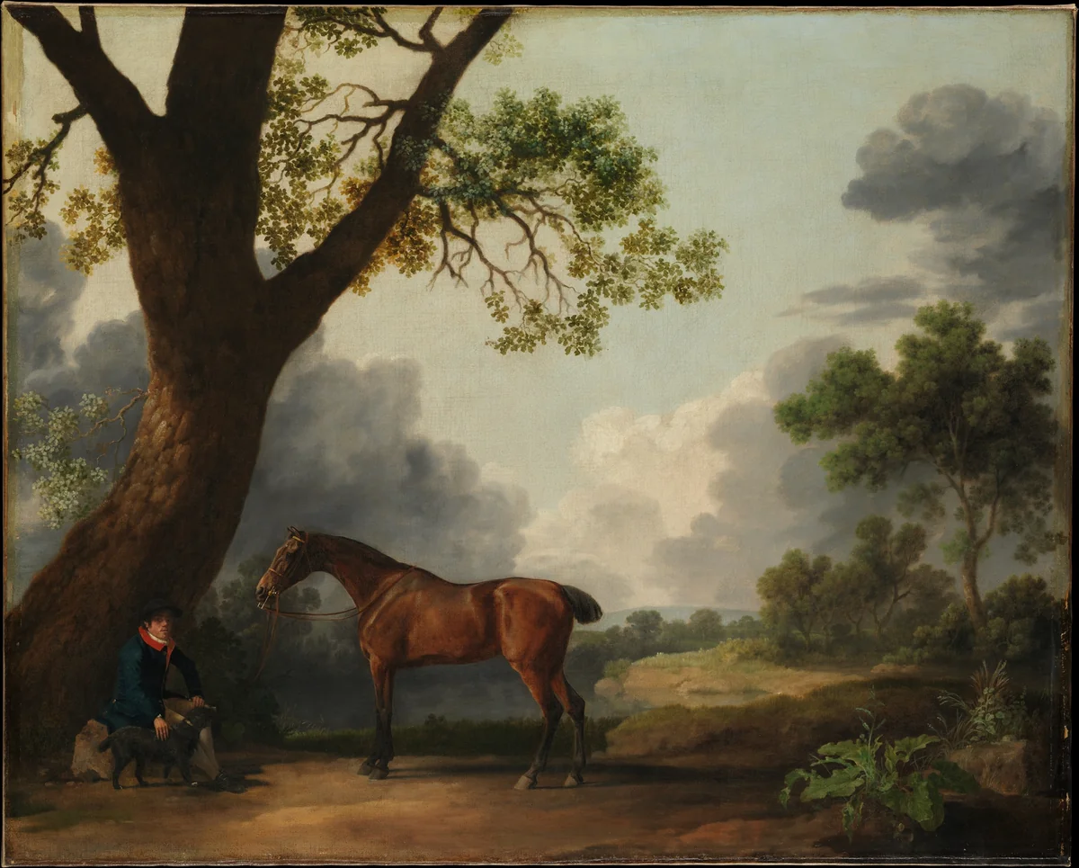 The Third Duke of Dorset's Hunter with a Groom and a Dog by George Stubbs, painting, 1768