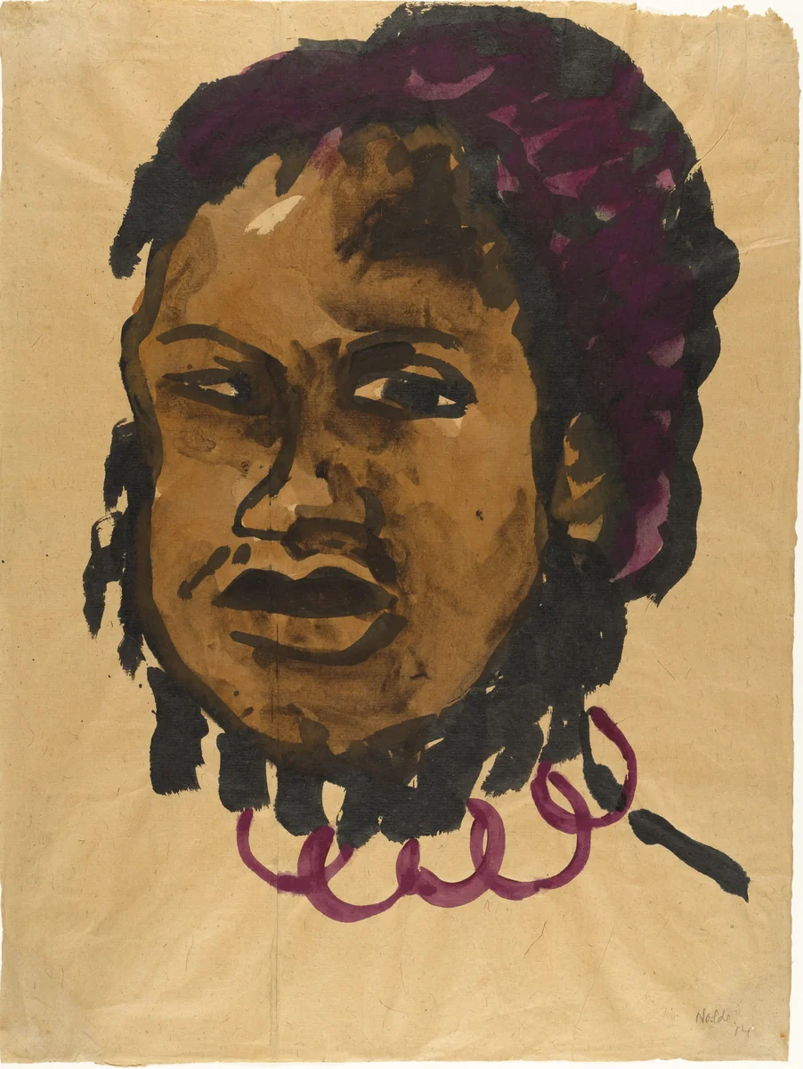 Papuan Head (Papua-Kopf) by Emil Nolde, drawing, 1914