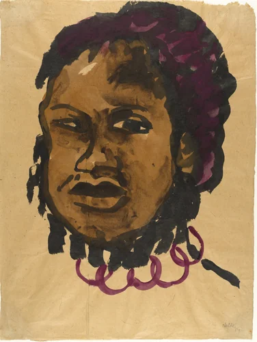 Papuan Head (Papua-Kopf) by Emil Nolde, drawing, 1914