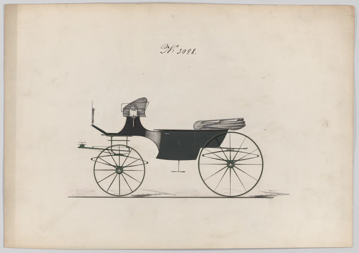 Design for Landaulet, no. 3098 by Brewster & Co., drawing, 1875