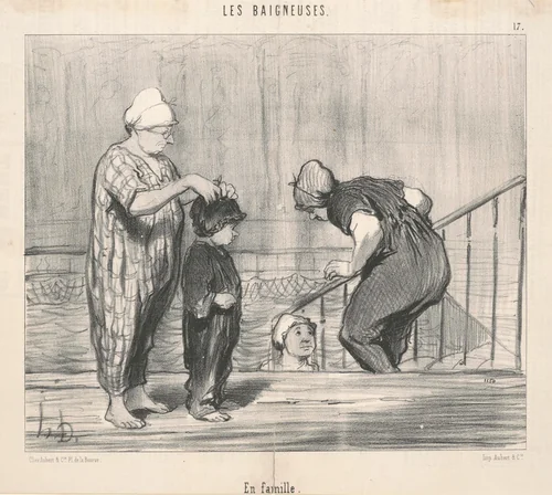 En famille by Honoré Daumier, print, 1847