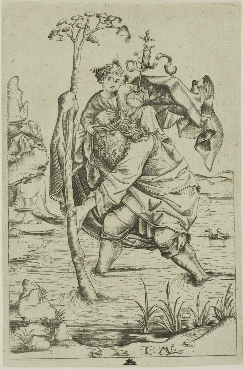 Saint Christopher by Israhel van Meckenem the Younger, print, 1465-1503