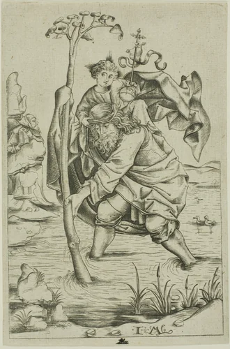 Saint Christopher by Israhel van Meckenem the Younger, print, 1465-1503