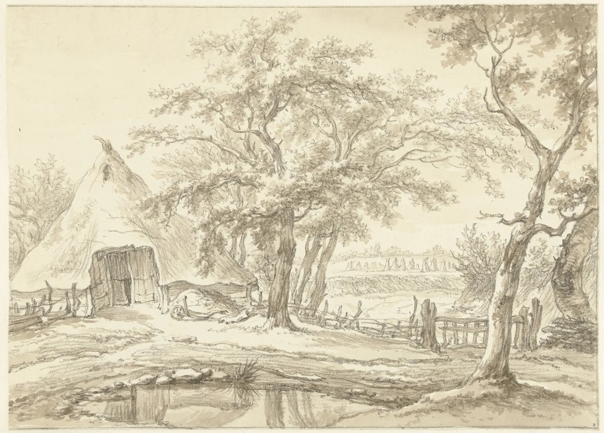 Boerderij te Westenesch in Drenthe by Egbert van Drielst, drawing, 1755-1818