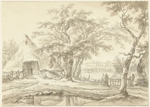 Boerderij te Westenesch in Drenthe by Egbert van Drielst, drawing, 1755-1818