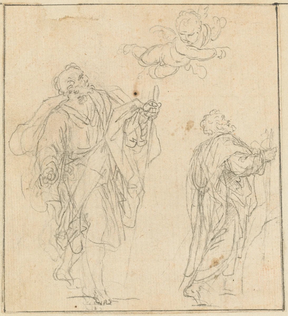 An Apostle Guided by an Angel by Agostino Masucci, drawing, 1691-1758