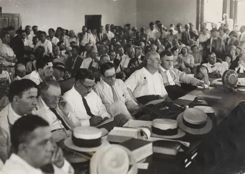 "The Council for the Prosecution Feels the Heat: William Jennings Bryan" by Times Wide World Photos, photograph, 1925