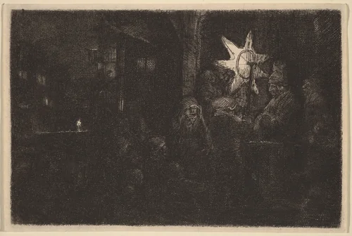 The Star of the Kings: A Night Piece by Rembrandt van Rijn, print, 1646-1656