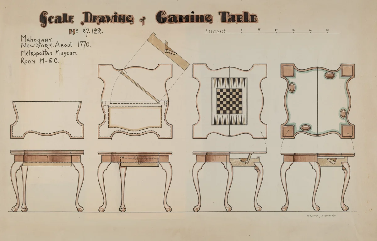 Gaming Table by M. Rosenshield-von-Paulin, index of american design, 1940