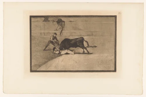 Dood van Pepe-Hillo in de arena van Madrid by Francisco de Goya, print, 1876
