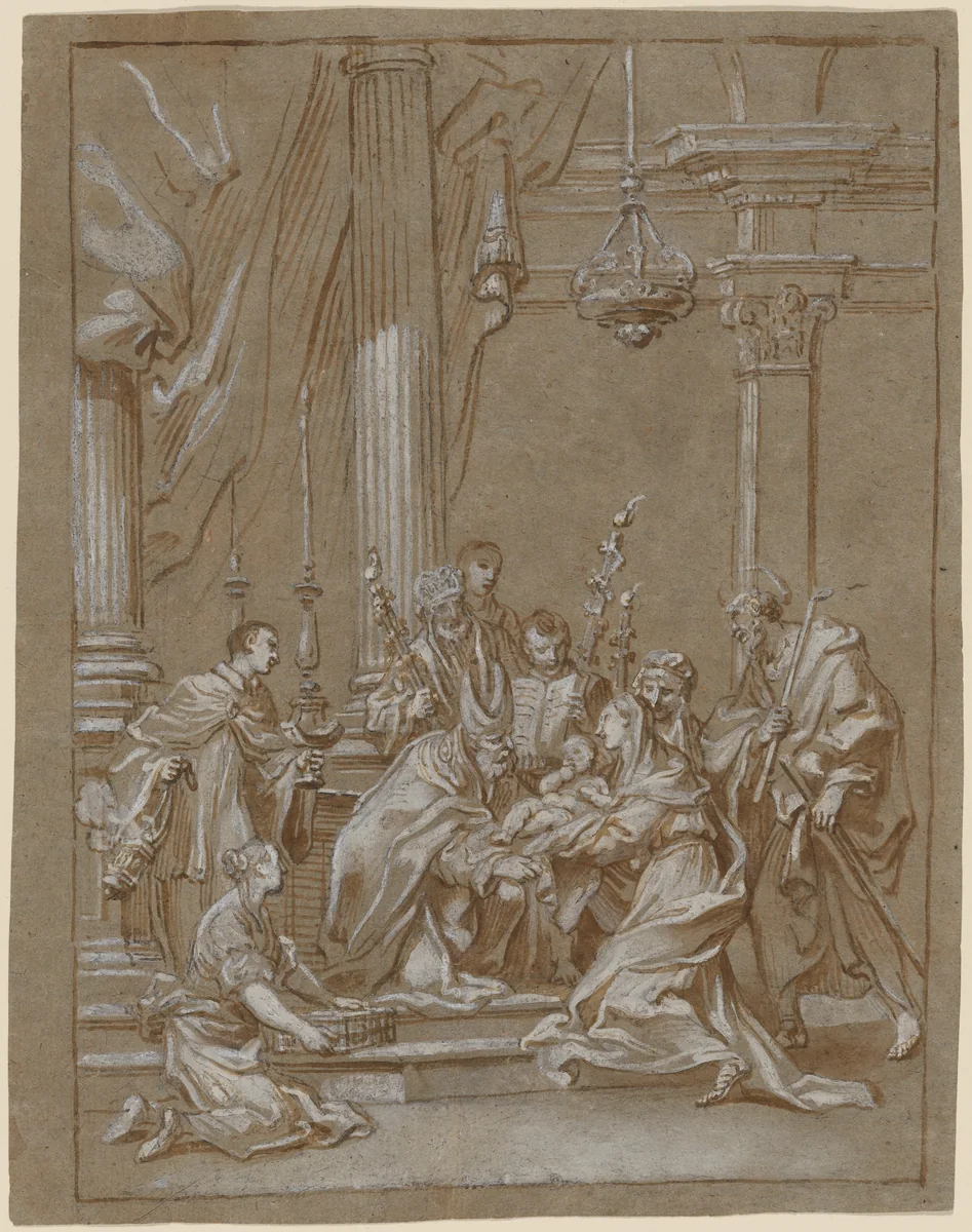 The Presentation in the Temple by Paolo Gerolamo Piola, drawing, 1715-1725