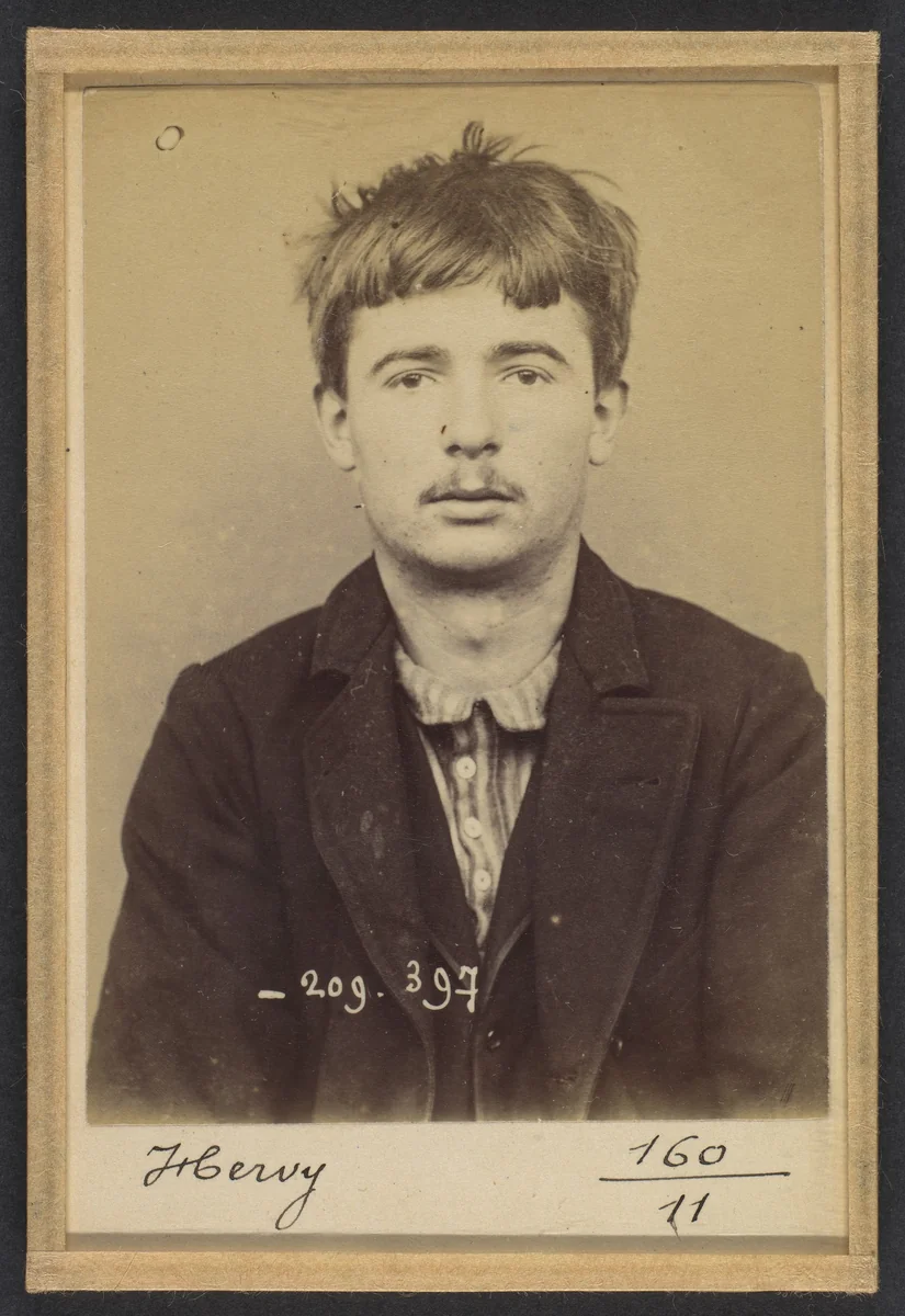 Hervy. Marcel, Noël. 19 ans, né à Paris XVIIIe. Raccommodeur de porcelaine. Anarchiste. 27/10/93. by Alphonse Bertillon, photograph, 1893