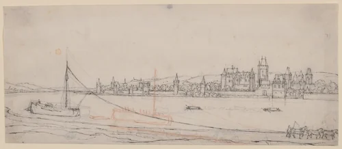 View of Lahnstein on the River Rhine by Wenceslaus Hollar, drawing, 1631-1641