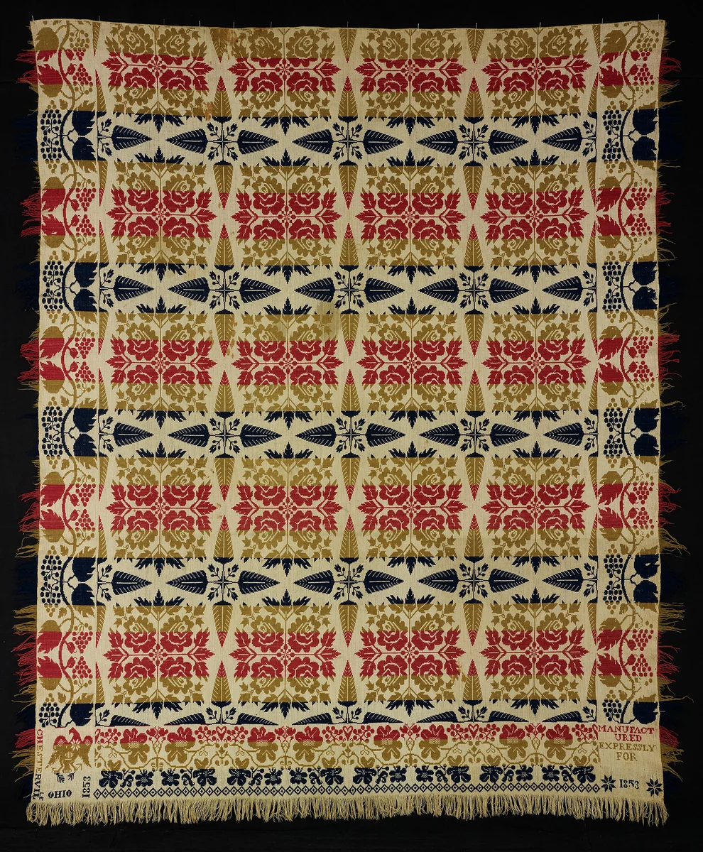 Coverlet by Chesterville, textile, 1853