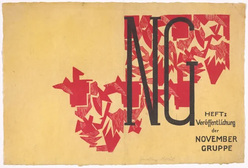 Cover for NG: Publication of the November Group (Veröffentlichung der Novembergruppe), vol. 1 by Hannah Höch, design, 1921