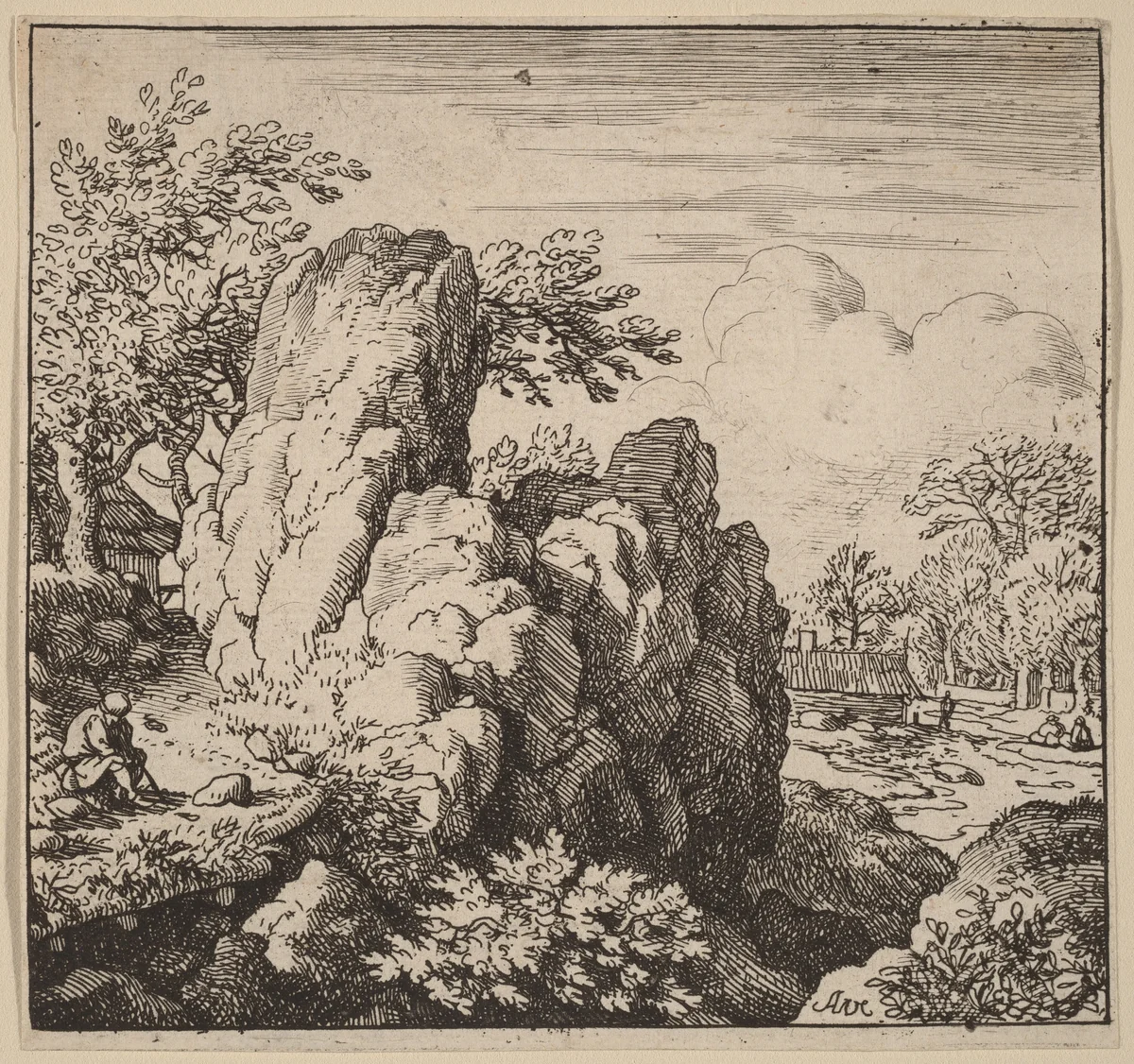Large Rock by Allart van Everdingen, print, 1645-1656