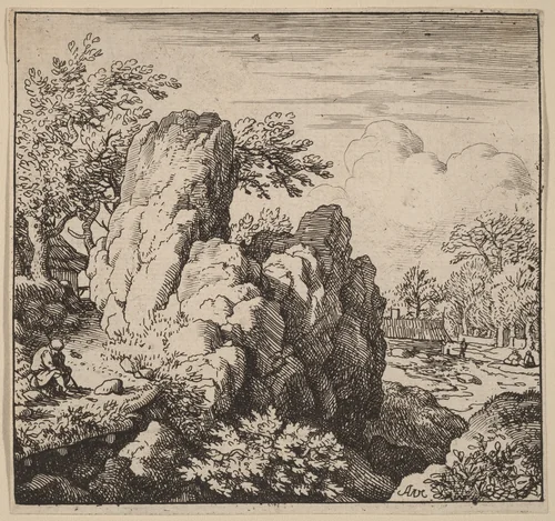 Large Rock by Allart van Everdingen, print, 1645-1656
