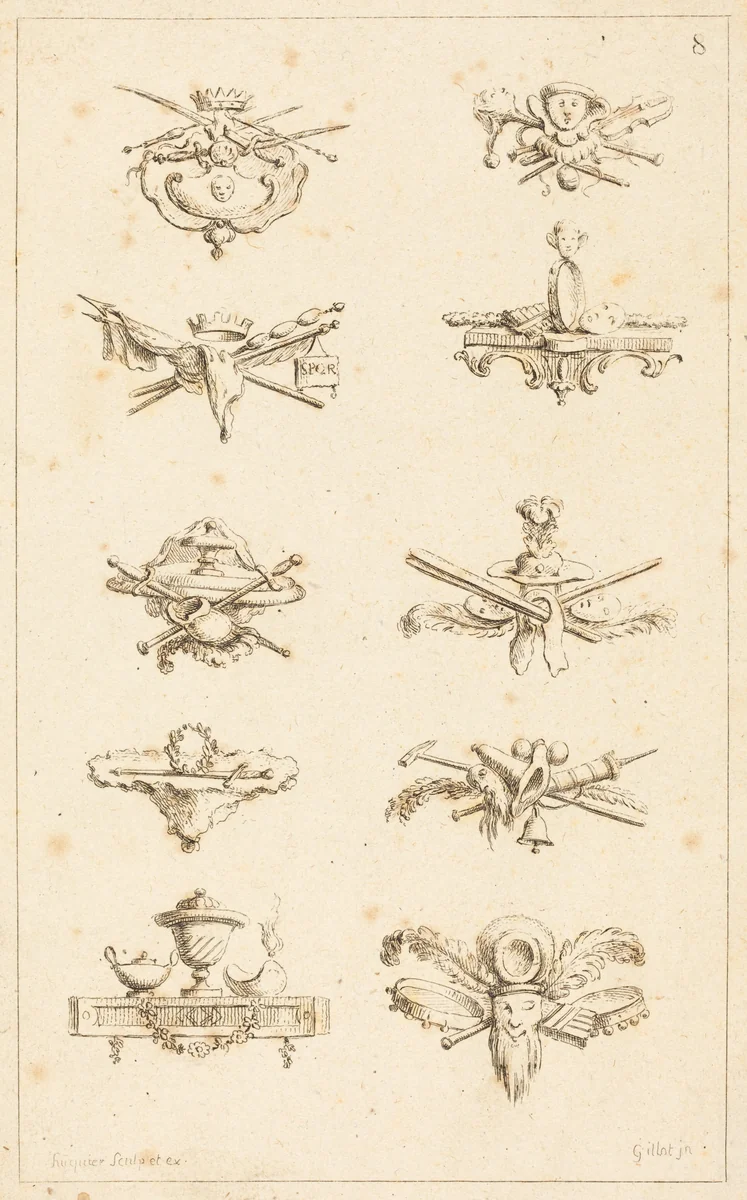 Designs for Tail-Pieces: pl. 8 by Gabriel Huquier, print, 1730