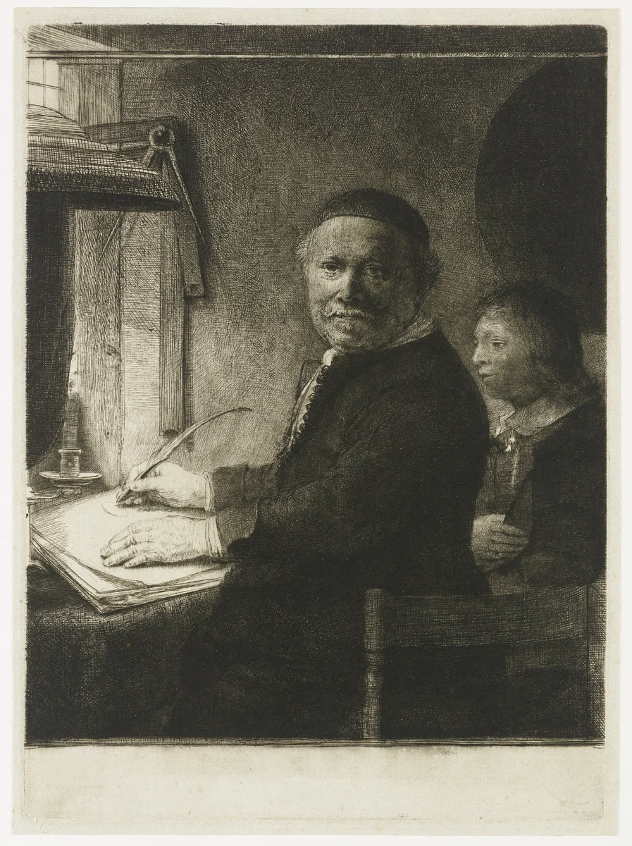Lieven Willemsz van Coppenol by Rembrandt van Rijn, print, 1658