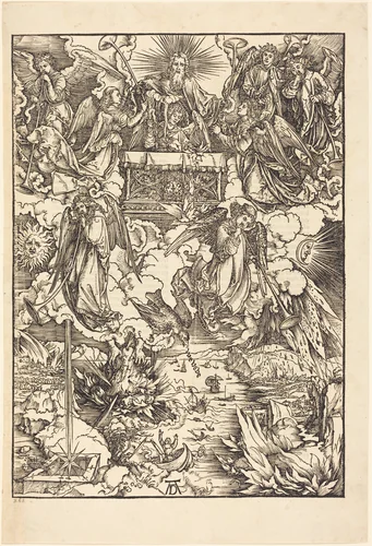 The Seven Angels with the Trumpets by Albrecht Dürer, print, 1498