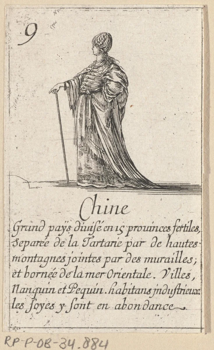 Vrouw uit China by Stefano della Bella, print, 1620-1664