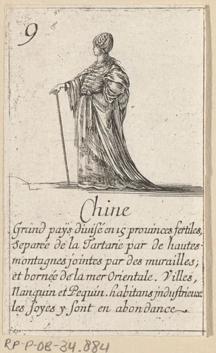 Vrouw uit China by Stefano della Bella, print, 1620-1664