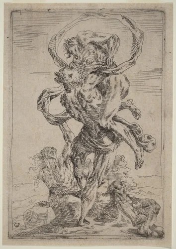 Hercules and Antaeus by Giovanni Pietro Possenti, print, 1618-1659