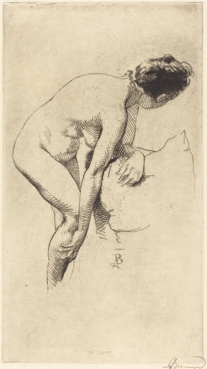 Nude Holding Her Leg (Femme nue se tenant la jambe) by Albert Besnard, print, 1886