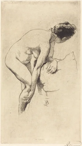 Nude Holding Her Leg (Femme nue se tenant la jambe) by Albert Besnard, print, 1886