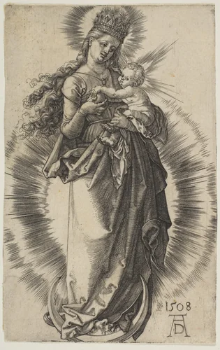 Virgin on the Crescent with a Starry Crown by Albrecht Dürer, print, 1508