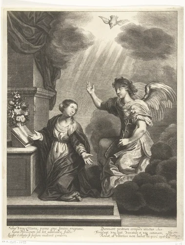 Verkondiging aan Maria by Abraham Bloteling, print, 1655-1690