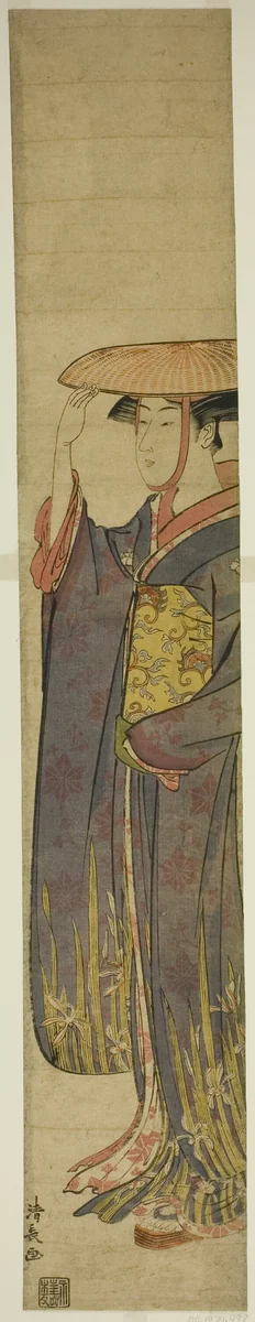 Young Woman Wearing a Hat by Torii Kiyonaga (鳥居清長), print, 1777-1787