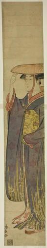 Young Woman Wearing a Hat by Torii Kiyonaga (鳥居清長), print, 1777-1787