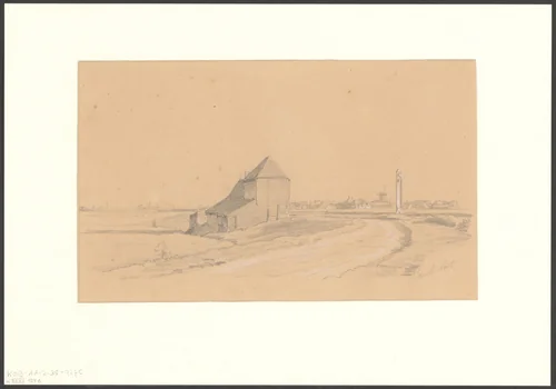 Gezicht op een weg te Buiksloot by anonymous, drawing, 1850-1950