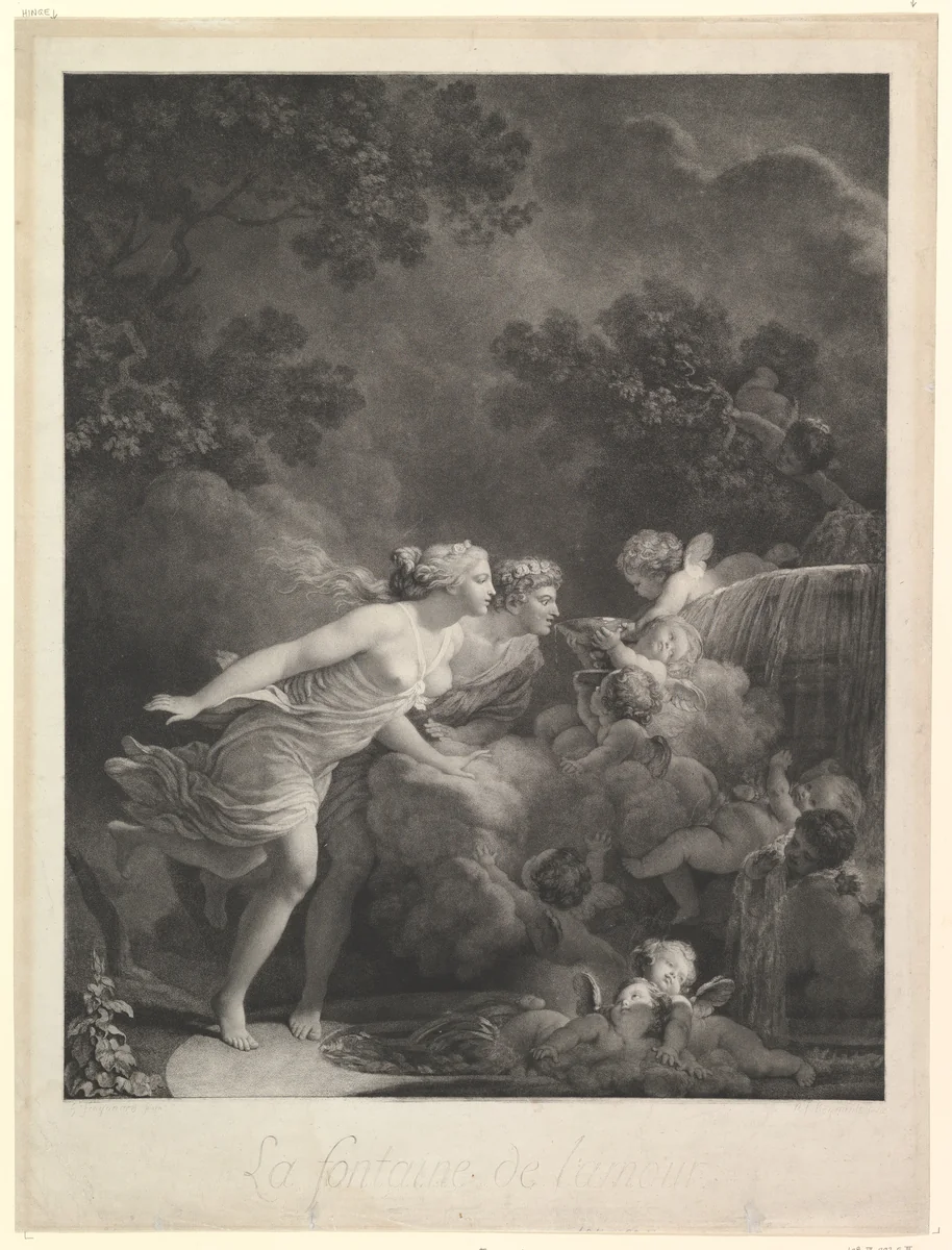 La Fontaine d'Amour by Jean Honoré Fragonard, print, 1785