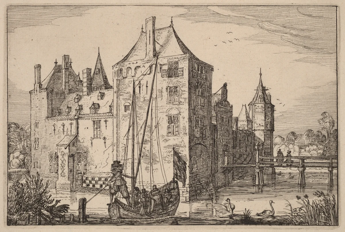 Castle (Warmond?) by Claes Jansz Visscher, print, 1612